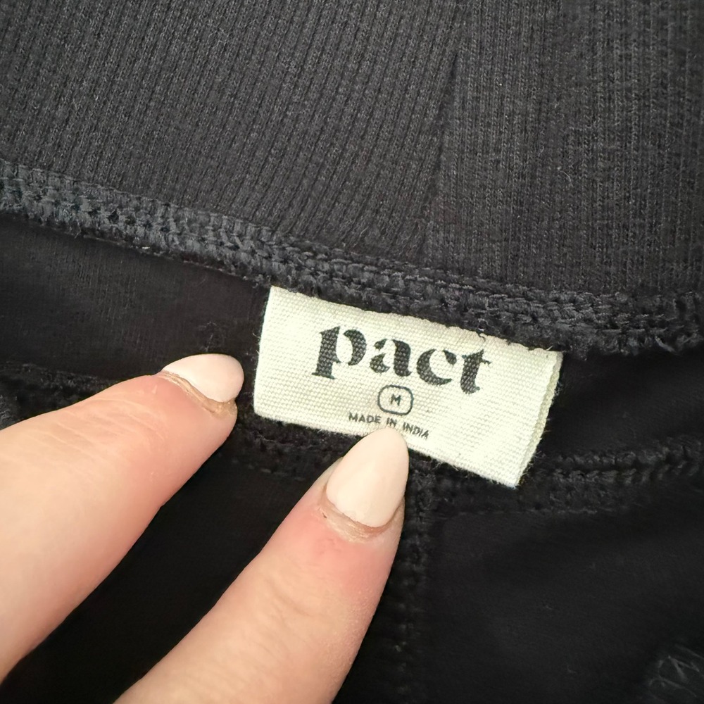 Pact Organic Cotton Black High Rise Split Hem Crop Pants‎ Womens Medium - Picture 4 of 11